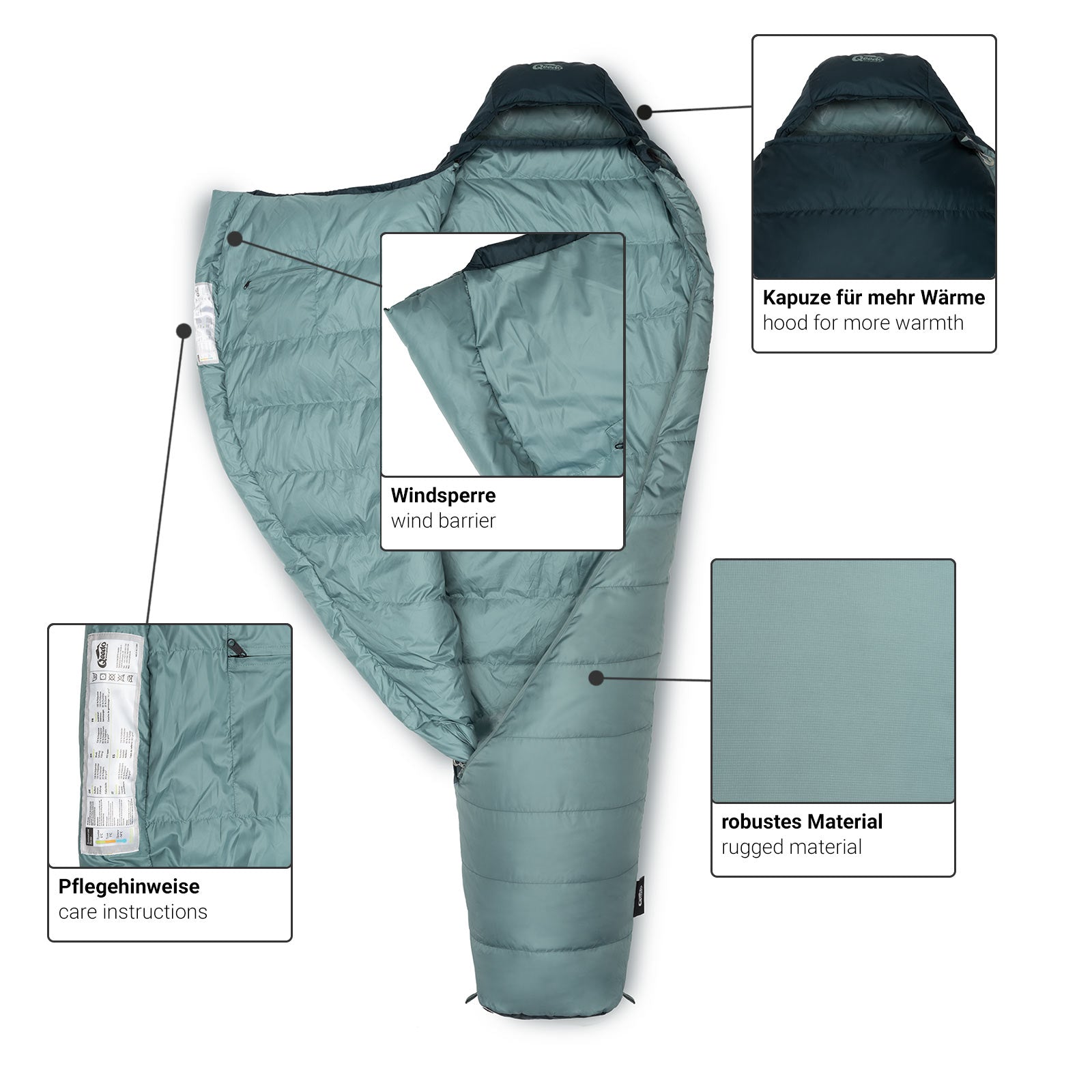 qeedo Schlafsack Asaka, warmer Daunenschlafsack
