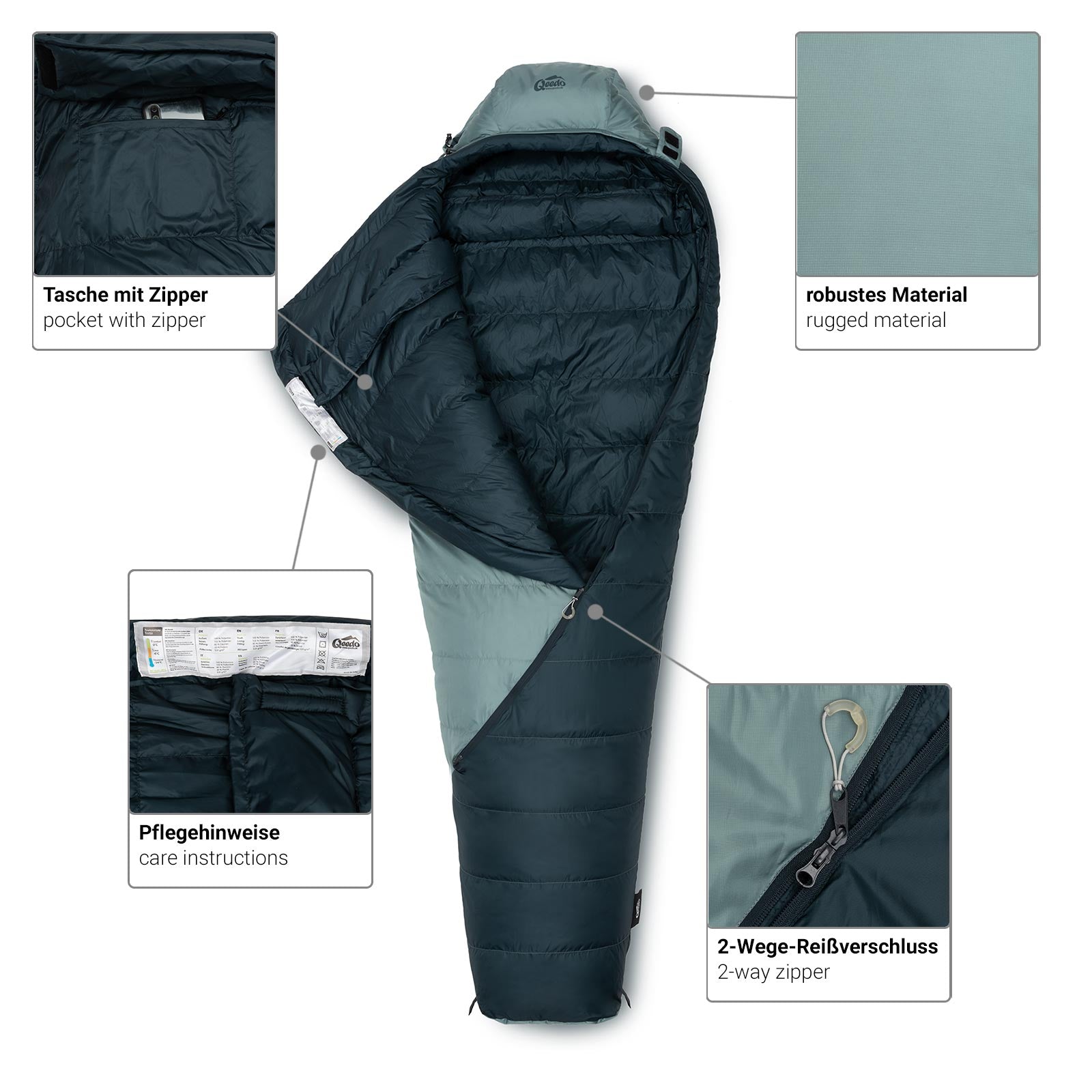 qeedo Schlafsack Takino, warmer Daunenschlafsack