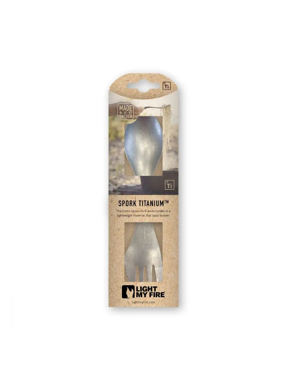 Spork Titanium - couteau, fourchette et cuillère en un, avec étui de protection