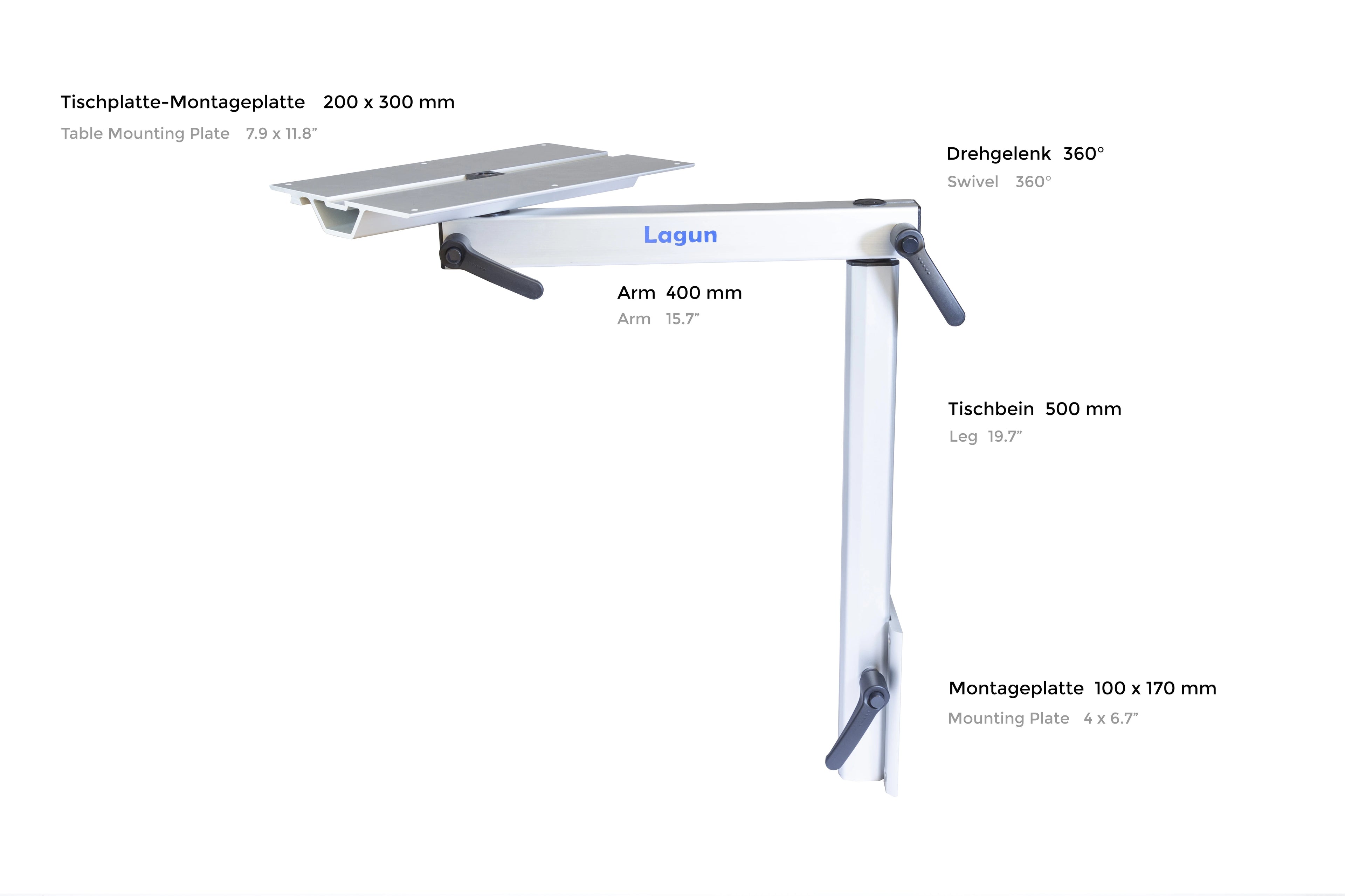 Lagun table frame set with rotating mounting plate