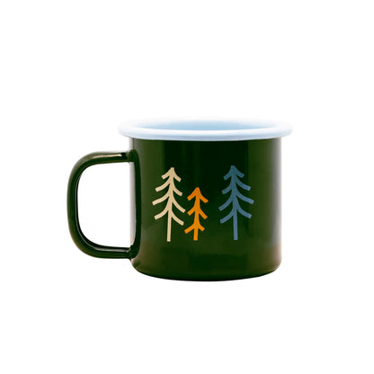 Petite tasse en émail au design forestier