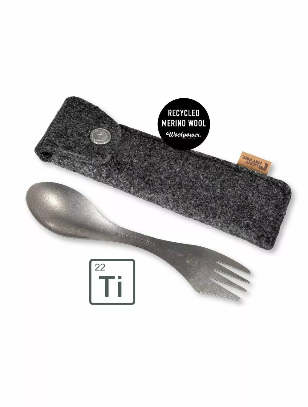 Spork Titanium - couteau, fourchette et cuillère en un, avec étui de protection